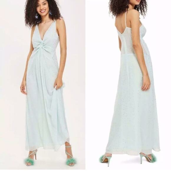 Topshop Dresses & Skirts - Topshop soft mint twist front maxi dress